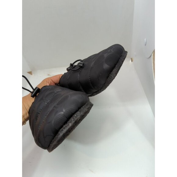 Coach Women's Slippers Black Rachelle Monogram Quilted Puffer Nylon Size 6.5 - Picture 4 of 8